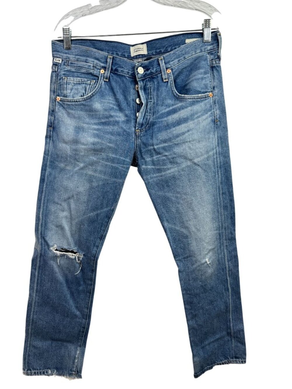 Citizens Of Humanity Emerson Womens Distressed Vintage Jeans Size 27 Blue Denim